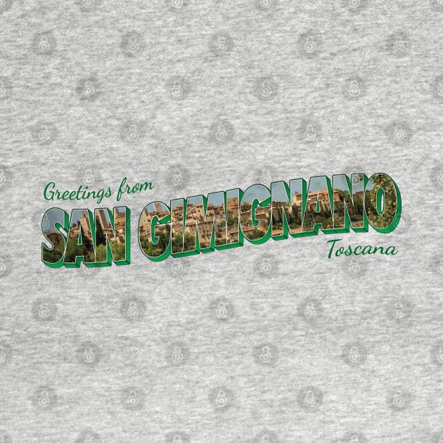 Greetings from San Gimignano Vintage style retro souvenir by DesignerPropo